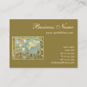 Antiek Wereldkaart van het Britse Rijk, 1886 Visitekaartje