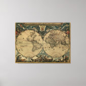 Antiek Wereldkaart van Joan Blaeu, circa 1664 Canvas Afdruk (Voorkant)
