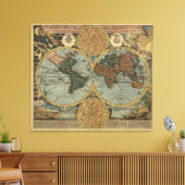 Antiek Wereldkaart van Johann Baptist Homann, 1716 Canvas Afdruk (Insitu (Woonkamer))