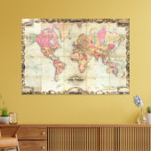 Antiek Wereldkaart van John Colton, circa 1854 Canvas Afdruk (Insitu (Woonkamer))