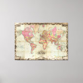 Antiek Wereldkaart van John Colton, circa 1854 Canvas Afdruk (Voorkant)