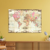 Antiek Wereldkaart van John Colton, circa 1854 Canvas Afdruk (Insitu (Woonkamer))