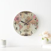 Antiek Wereldkaart van John Colton, circa 1854 Grote Klok (Huis)