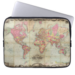Antiek Wereldkaart van John Colton, circa 1854 Laptop Sleeve