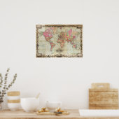 Antiek Wereldkaart van John Colton, circa 1854 Poster (Keuken)