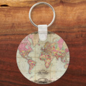 Antiek Wereldkaart van John Colton, circa 1854 Sleutelhanger (Voorkant)