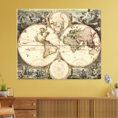 Antiek Wereldkaart van Nicolao Visscher, circa 169 Canvas Afdruk (Insitu (Woonkamer))