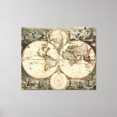 Antiek Wereldkaart van Nicolao Visscher, circa 169 Canvas Afdruk (Voorkant)