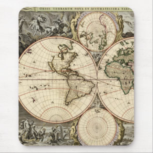 Antiek Wereldkaart van Nicolao Visscher, circa 169 Muismat