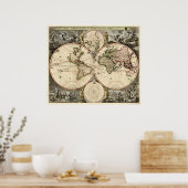 Antiek Wereldkaart van Nicolao Visscher, circa 169 Poster (Keuken)