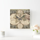 Antiek Wereldkaart van Nicolao Visscher, circa 169 Vierkante Klok (Huis)