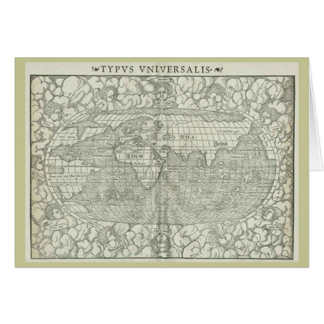 Antiek Wereldkaart van Sebastian Münster ongeveer  (Voorkant Horizontaal)