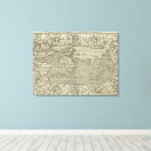 Antiek Wereldkaart van Sebastian Münster ongeveer Canvas Afdruk (Insitu (Houten vloer))