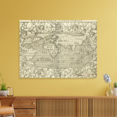 Antiek Wereldkaart van Sebastian Münster ongeveer Canvas Afdruk (Insitu (Woonkamer))