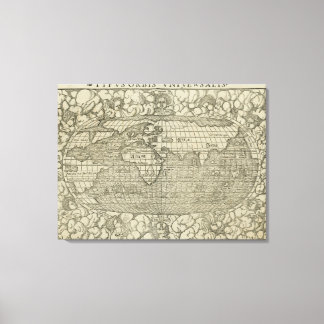 Antiek Wereldkaart van Sebastian Münster ongeveer Canvas Afdruk