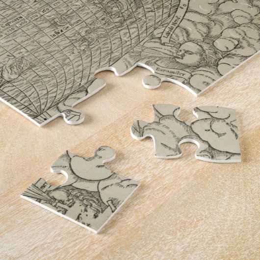 Antiek Wereldkaart van Sebastian Münster ongeveer  Legpuzzel (Zijkant)