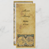 Antiek Wereldkaart Verdrukte #2 Menu Kaarten (Voorkant / Achterkant)