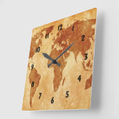 Antiek Wereldkaart Vierkante Klok (Hoek)