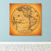 Antiek Wereldkaart  Wereldbol Canvas Afdruk (Insitu (Houten vloer))