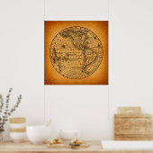 Antiek Wereldkaart  Wereldbol Poster (Keuken)