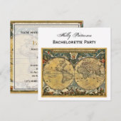 Antiek Wereldkaart, White BG SQ Bachelorette Kaart (Voorkant / Achterkant)