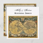 Antiek Wereldkaart, White BG SQ Rehearsal Din Kaart (Voorkant / Achterkant)