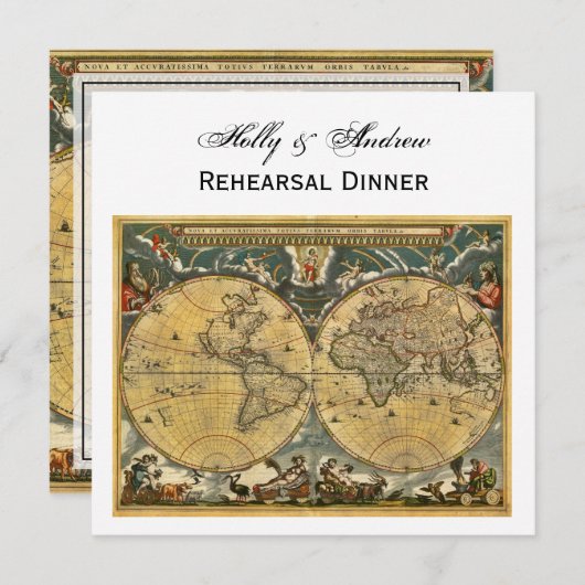 Antiek Wereldkaart, White BG SQ Rehearsal Din Kaart (Voorkant / Achterkant)