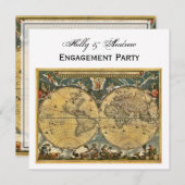 Antiek Wereldkaart, White BG SQ Verloving Kaart (Voorkant / Achterkant)