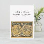 Antiek Wereldkaart, White BG V Wedding Kaart (Staand voorkant)