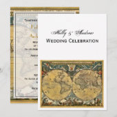 Antiek Wereldkaart, White BG V Wedding Kaart (Voorkant / Achterkant)