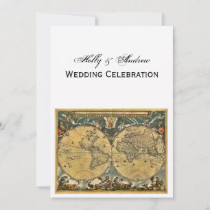 Antiek Wereldkaart, White BG V Wedding Kaart