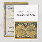 Antiek Wereldkaart, White BG/Verloving Kaart (Voorkant / Achterkant)