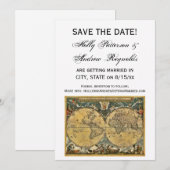 Antiek Wereldkaart, White BG/Verloving Kaart (Voorkant / Achterkant)