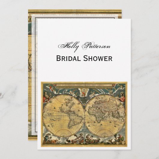 Antiek Wereldkaart, Wit BG V Vrijgezellenfeest Kaart (Voorkant / Achterkant)