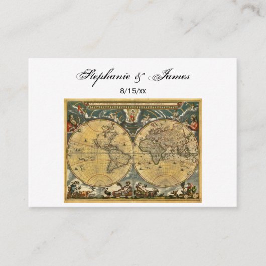 Antiek Wereldkaart Witte #2 Plaatskaartje (Voorkant)