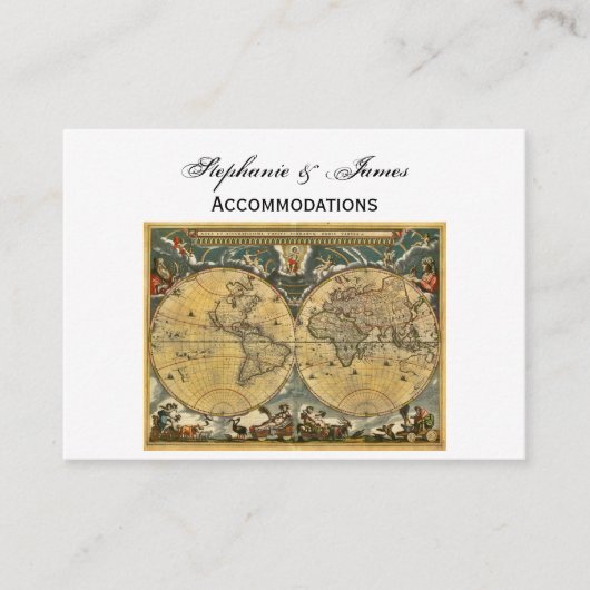 Antiek Wereldkaart Witte BG Accommodatie Informatiekaartje (Voorkant)