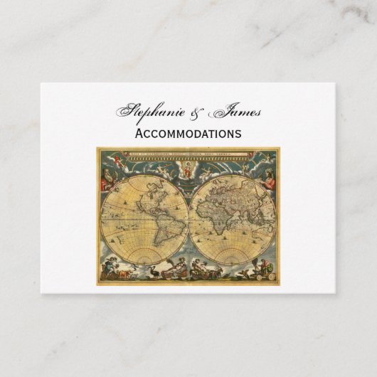 Antiek Wereldkaart Witte BG Accommodatie Informatiekaartje (Voorkant)