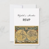 Antiek Wereldkaart, witte BG RSVP (Voorkant)