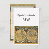 Antiek Wereldkaart, witte BG RSVP (Voorkant / Achterkant)