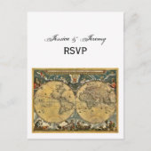 Antiek Wereldkaart, witte BG RSVP Uitnodiging Briefkaart (Voorkant)