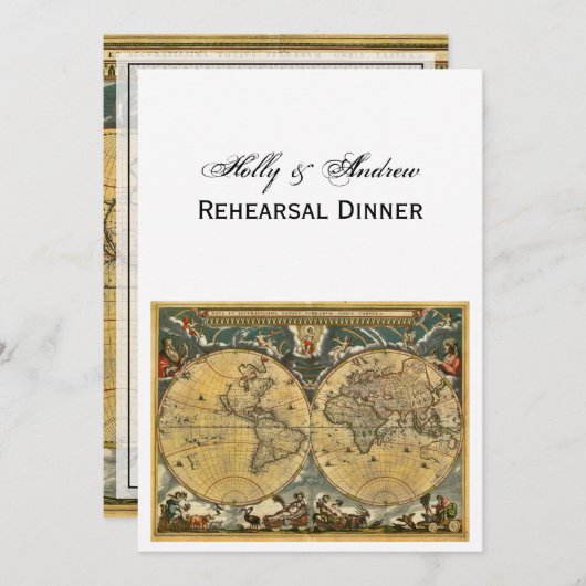 Antiek Wereldkaart Witte BG V Kaart (Voorkant / Achterkant)