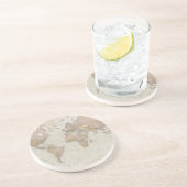 Antiek Wereldkaart Zandsteen Onderzetter (Zijkant)