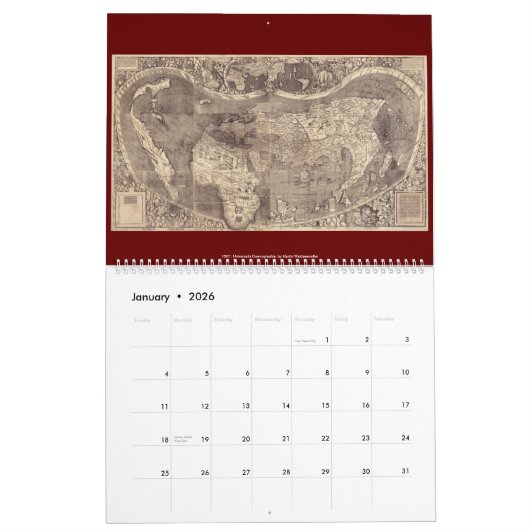 Antiek Wereldkaarten - 16e tot 18e eeuw Kalender (Jan 2026)