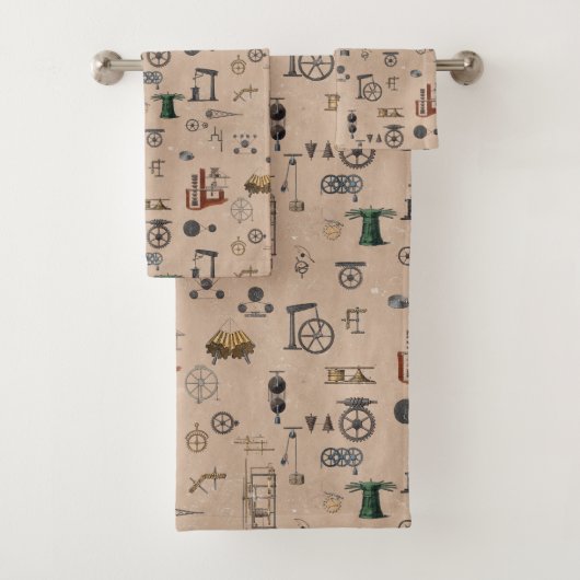 Antiek werktuigbouwkunde bad handdoek (Insitu)