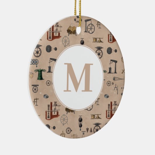 Antiek werktuigbouwkunde monogram keramisch ornament (Rechts)