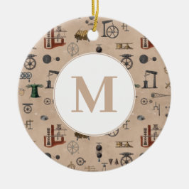 Antiek werktuigbouwkunde monogram keramisch ornament