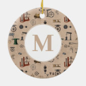 Antiek werktuigbouwkunde monogram keramisch ornament (Achterkant)