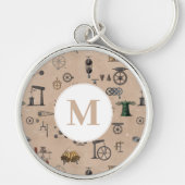 Antiek werktuigbouwkunde monogram sleutelhanger (Voorkant)