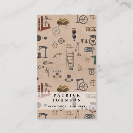Antiek Werktuigbouwkunde Wetenschappelijke QR-code Visitekaartje (Voorkant)
