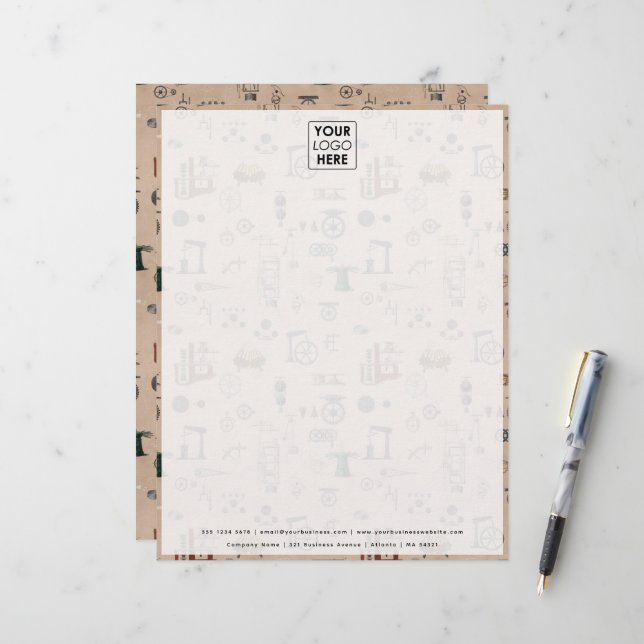 Antiek werktuigbouwkundige kraft briefhoofd (Voorkant / Achterkant in situ)